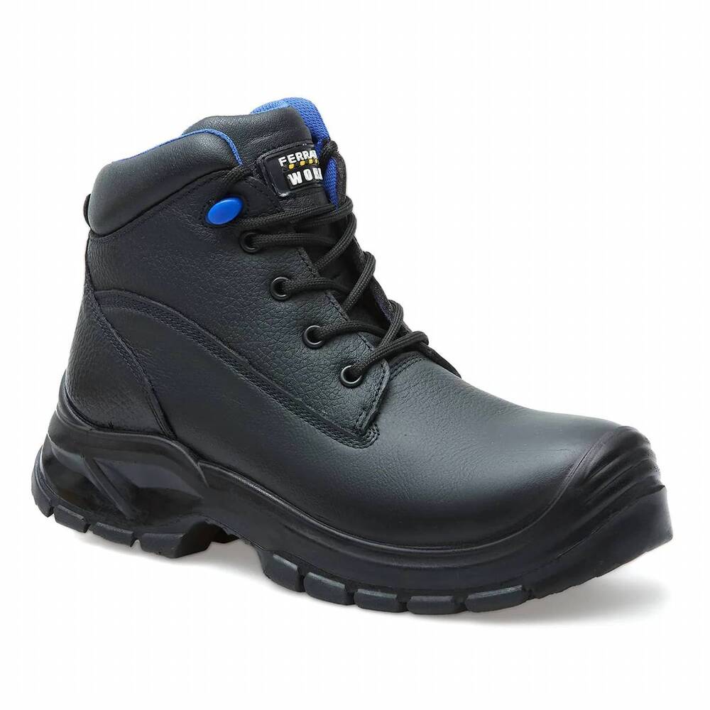 NEW FERRATO men's leather work boot in black